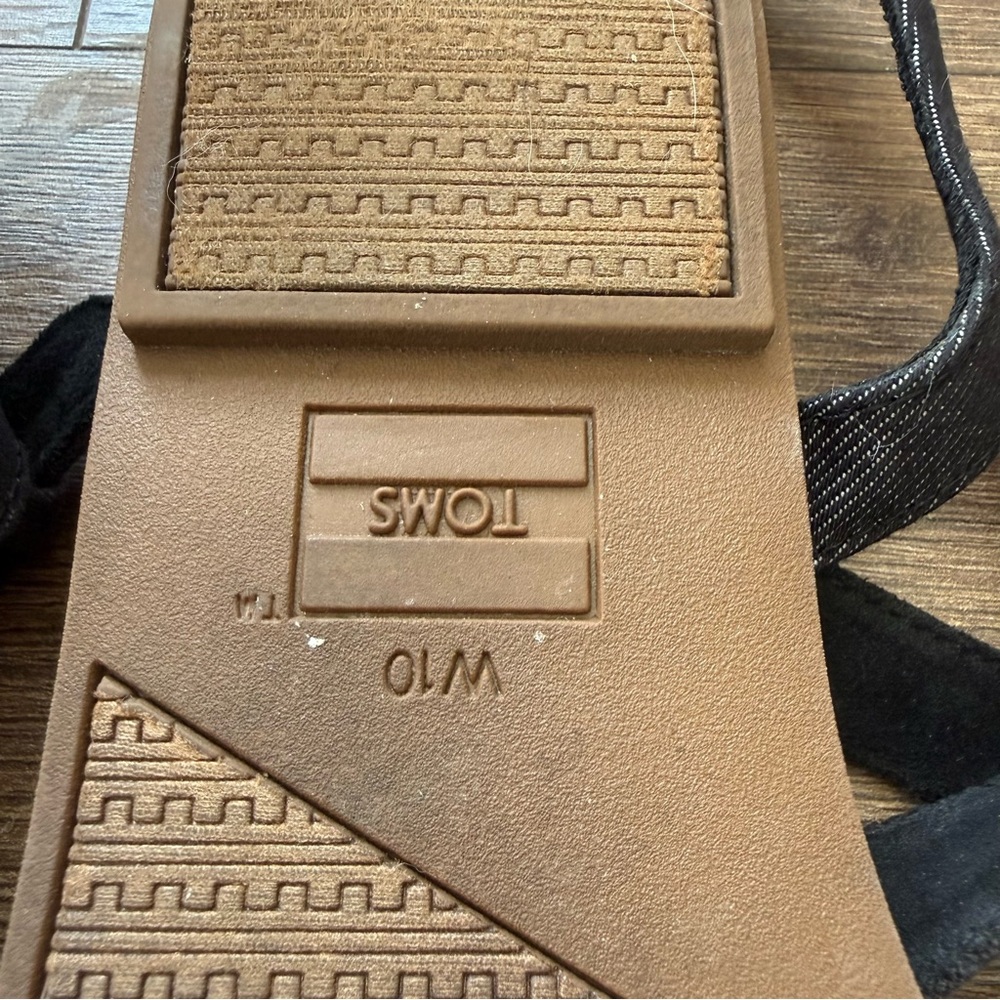 Toms Black and Grey Strappy Sandals - Picture 2 of 9